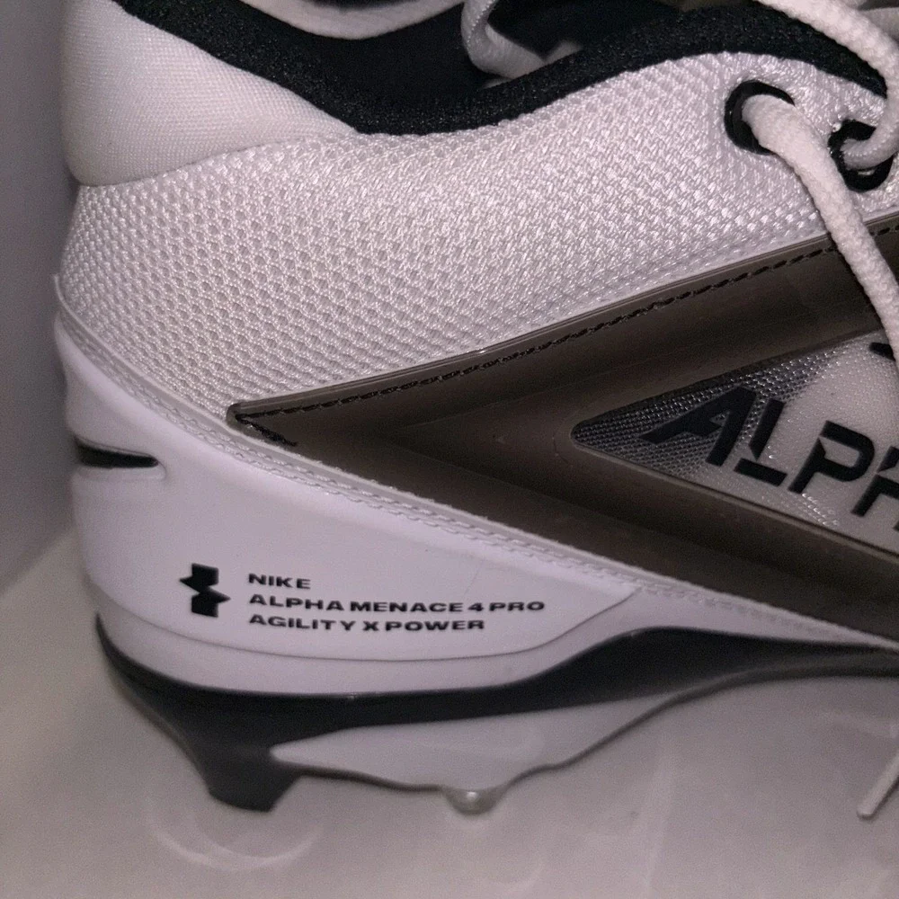 Nike Alpha Menace 4 Pro Football Cleats Mens 11.5 W White Low Top IH1256-100 - Picture 4 of 11